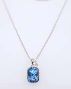 Sterling Silver Blue Topaz Pendant on Chain