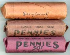 3 Rolls of 1920 Lincoln Wheat Cents: P, D, and S