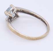 Lovely White Gold 2 Triangle Aquamarine and Diamond Ring