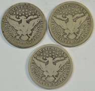 1913 & 2 1913-D Barber Quarters. Nice circs
