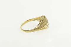 14K Yellow Gold Art Deco Revival Filigree Travel Engagement Ring