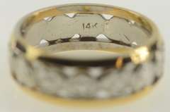 14K Yellow Gold Vintage NOS 1950's Heart Wedding Band Ring