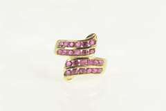 14K Yellow Gold 2.00 Ctw Natural Ruby Tiered Channel Bypass Ring