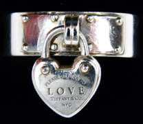 Tiffany & Co. Sterling Padlock Heart Ring with Box, 8