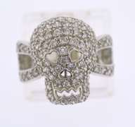 Sterling Silver CZ Skull Ring