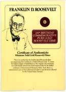 Roosevelt 100th Birthday Gold Commem w/CoA