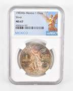 MS67 1983 Mo Mexico 1 Silver Onza - Graded NGC