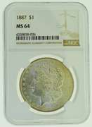 1887 Morgan Dollar NGC MS64 US Coin