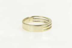 18K White Gold Diamond Two Tone Tiered Stripe Wedding Band Ring