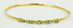 Emeralds & Diamonds 10K Gold Bangle Bracelet