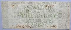Choice Uncirculated July 18 1862 $10 Arkansas Treasury Warrant