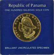 Pristine Prooflike BU 1975 Rep of Panama 100 Balboas Gold