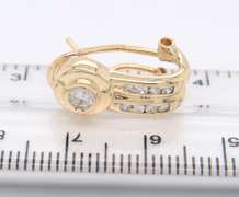 Sparkling Yellow Gold Bezel Set J Hoop Earrings