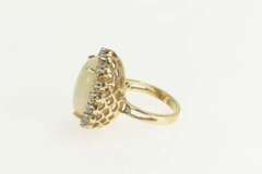 14K Yellow Gold 5.98 Ctw Natural Opal Diamond Cocktail Ring