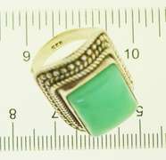 Sterling Silver Green Color Stone Ring