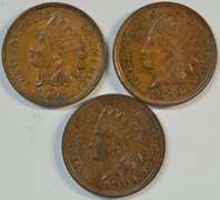 3 Diff. Choice Brown Uncirculated Indian Head Cents