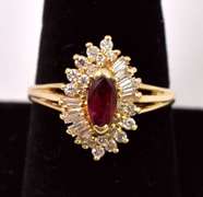 Immaculate Ruby and Diamond Ring in 14K Yellow Gold