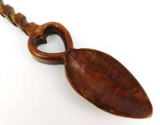 Signed Hand Carved Vintage Irish Wedding Love Spoon