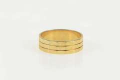 14K Yellow Gold Vintage NOS 1950's Squared Grooved Band Ring