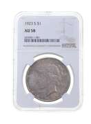 AU58 1923-S Peace Silver Dollar - Graded NGC