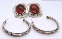 Vintage Lot of 2 Sterling Silver Earrings