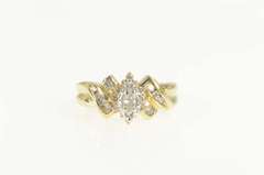 14K Yellow Gold 0.42 Ctw Marquise Diamond Halo Engagement Ring
