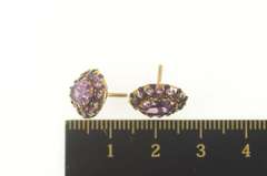 14K Yellow Gold Victorian Oval Amethyst Halo Screw Back Earrings