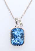 Sterling Silver Blue Topaz Pendant on Chain