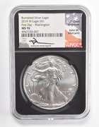 MS70 2019-W American Burnished Silver Eagle FD Washington Signed NGC