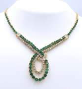 Optimal 18kt Emerald and Diamond Loop Necklace