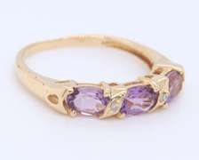 Fancy Yellow Gold 3 Morganite and Diamond Ring