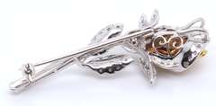 Dazzling White Gold Diamond Rose Brooch Pendant