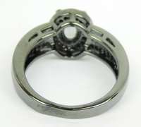 Dramatic Mystic Topaz & Diamonds  Oxidized Sterling Ring, 8