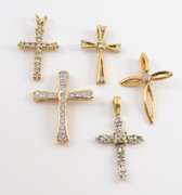 Group of 5 Diamond Cross Pendants