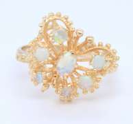 Attractive Yellow Gold opal Butterfly Ring