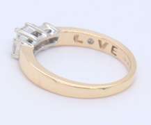 Dazzling Yellow Gold 3 Stone Princess Cut Diamond Ring