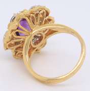 Majestic 18kt Amethyst, Emerald and Diamond Ring