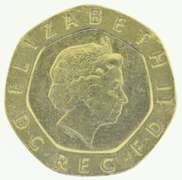 Lot of Five Elizabeth II DG REG FD 20 Pence UK Coin