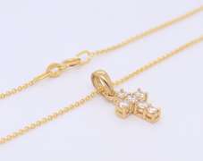 Dazzling Yellow Gold Diamond Cross Pendant on Chain