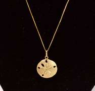 Stunning Sand Dollar Pendant Necklace in 14K Yellow Gold