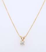 Majestic Yellow Gold Round Brilliant Cut Diamond Pendant on Chain