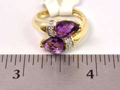 Elegant Amethyst and Diamond Ring in 14K Yellow Gold