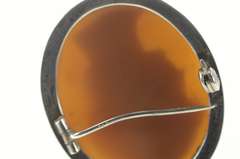 Sterling Silver Retro Carved Shell Cameo Lady Pendant/Pin