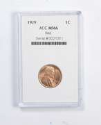 MS66 1929 Lincoln Wheat Cent - Red - Graded ACC