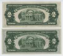 Superb Gem CU 1928-B & 1953-B Star $2 Notes