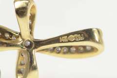 14K Yellow Gold 0.25 Ctw Diamond Wavy Cross Christian Pendant