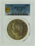 1913-D Munich Bavaria Germany 5 Mark PCGS AU58