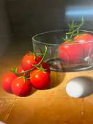 Beautiful Still Life on Artist Palette Leon Olmo Cherry Tomato Still Life on Artist Palette