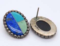Vintage Turquoise and Lapis Sterling Silver Earrings