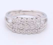 Sparkling White Gold Multi Row Diamond Band